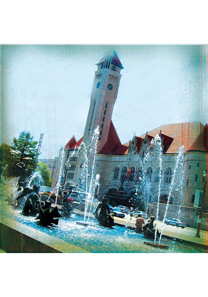 St Louis Union Station Fountains Stone Tile Coaster - White