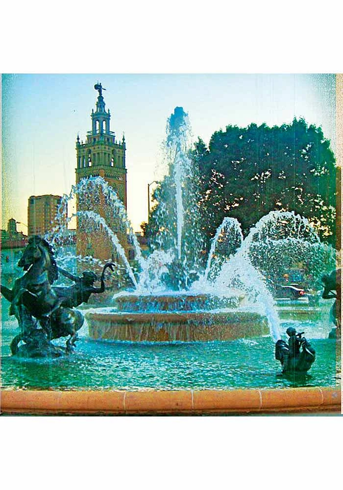 Kansas City JC Plaza Fountain 4x4 Coaster - Blue