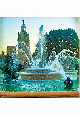 Kansas City JC Plaza Fountain 4x4 Coaster - Blue