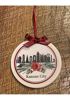 Kansas City Skyline Poinsettia Ornament - White