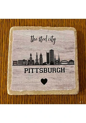 Pittsburgh Skyline Coaster - White