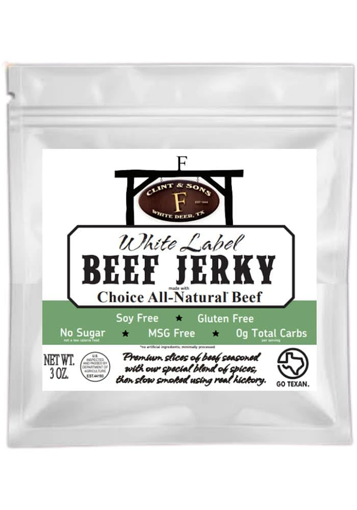 Dallas Ft Worth 3oz White Label Beef Jerky Snack