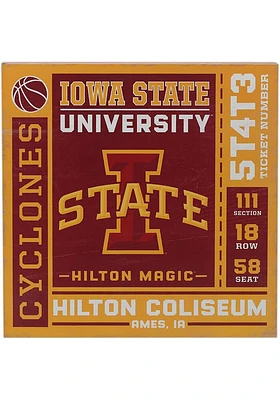 Iowa State Cyclones Ticket Wood Sign - Red
