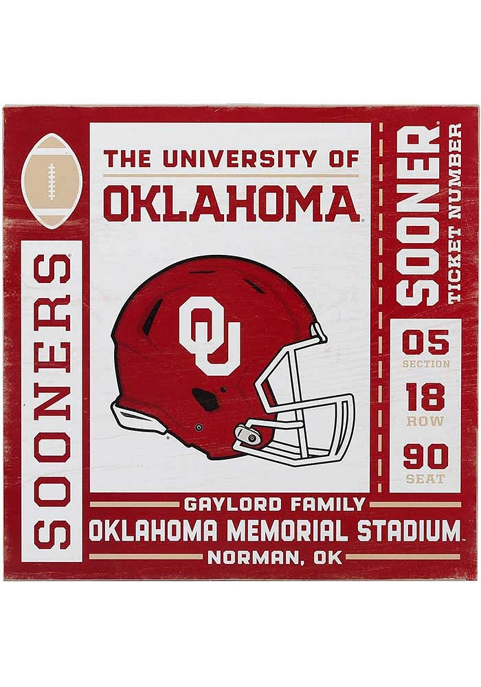 Oklahoma Sooners Ticket Wood Sign
