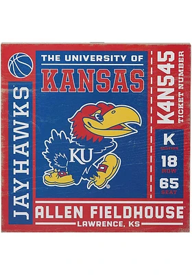 Kansas Jayhawks Ticket Wood Wall Sign - Blue