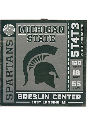 Michigan State Spartans Ticket Wood Wall Sign - Green