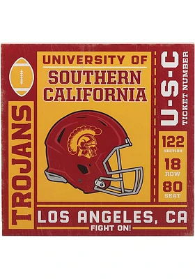 USC Trojans Ticket Wood Wall Sign