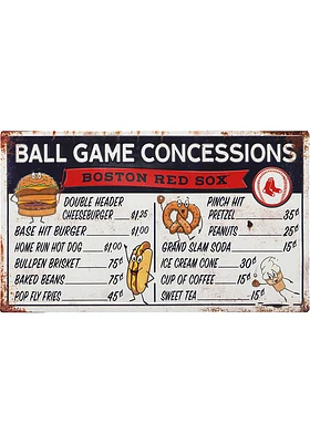 Boston Red Sox Ball Game Concessions Metal Sign - White