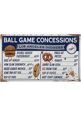 Los Angeles Dodgers Ball Game Concessions Metal Sign - White