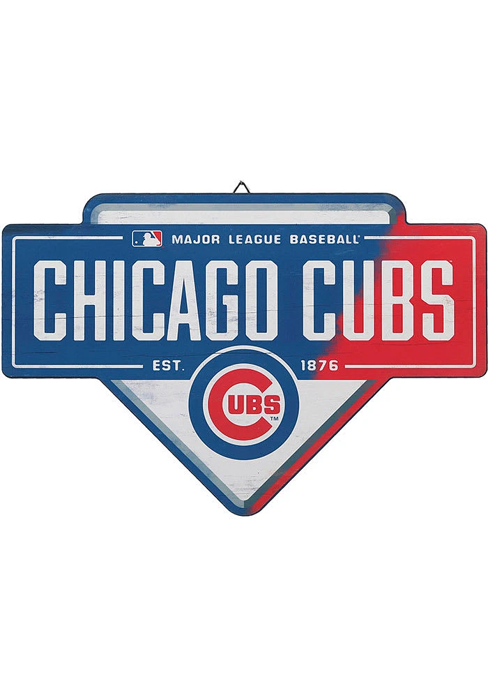 Chicago Cubs Base Wood Wall Wall Art