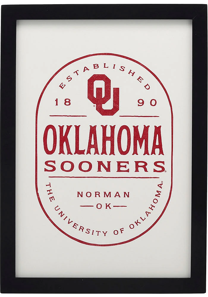 Oklahoma Sooners Framed Wood Wall Sign - White
