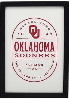 Oklahoma Sooners Framed Wood Wall Sign - White