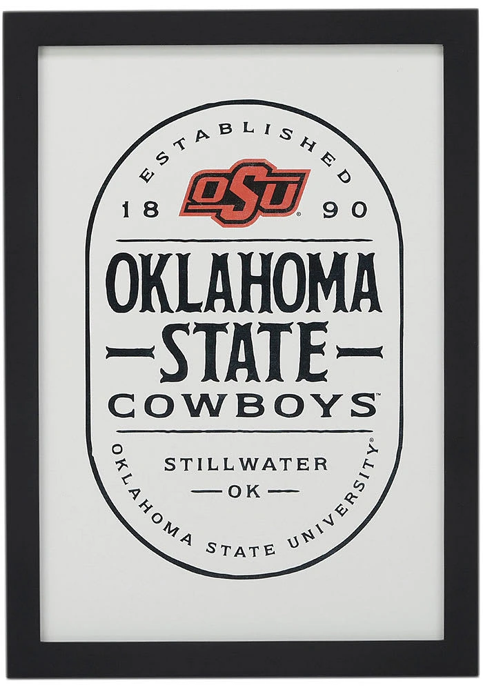 Oklahoma State Cowboys Framed Wood Wall Sign - White