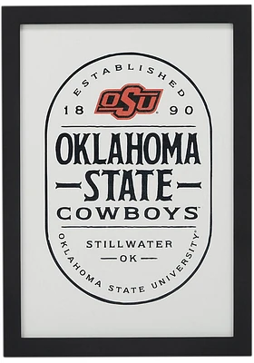 Oklahoma State Cowboys Framed Wood Wall Sign - White