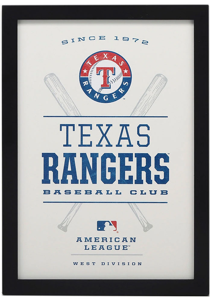 Texas Rangers Framed Wood Wall Sign