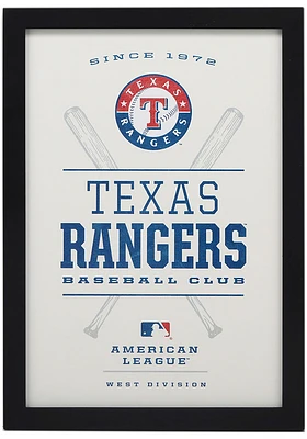 Texas Rangers Framed Wood Wall Sign
