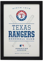Texas Rangers Framed Wood Wall Sign