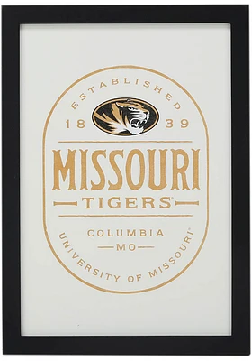 Missouri Tigers Framed Wood Wall Sign - White