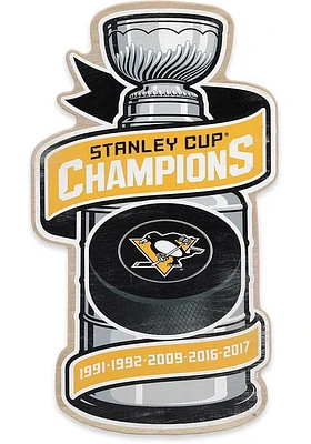 Pittsburgh Penguins Stanley Cup Wood Sign - Yellow