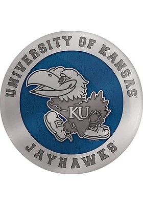 Kansas Jayhawks 14x14 Logo Round Embossed Metal Sign - Silver
