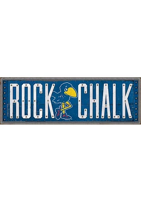 Kansas Jayhawks 24x8 Rock Chalk Embossed Metal Sign - Blue