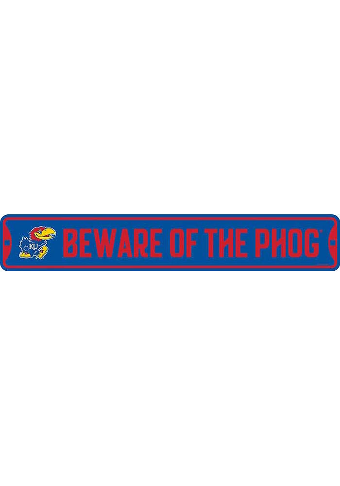 Kansas Jayhawks 30x5 Beware of the Phog Metal Street Sign - Blue