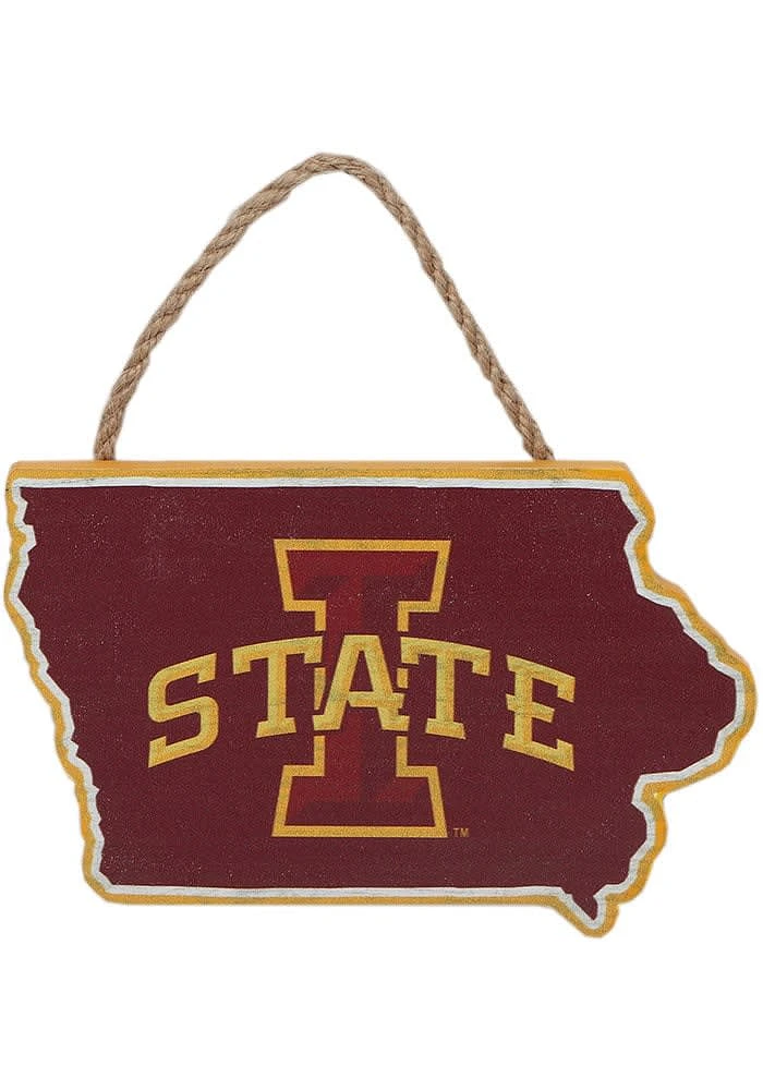 Iowa State Cyclones Hanging Wood Sign - Red