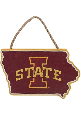 Iowa State Cyclones Hanging Wood Sign - Red