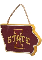 Iowa State Cyclones Hanging Wood Sign - Red