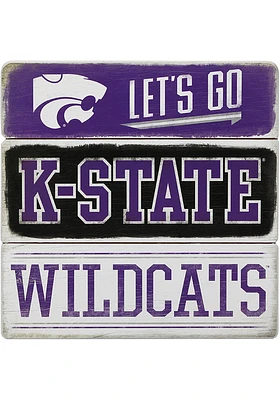 K-State Wildcats Planked Sign - Purple