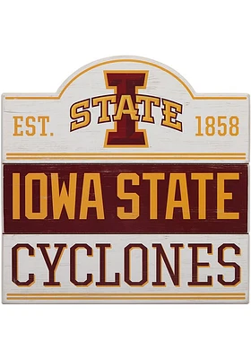 Iowa State Cyclones Planked Wood Sign - Red