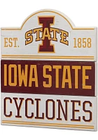 Iowa State Cyclones Planked Wood Sign - Red