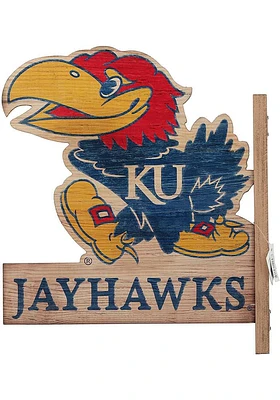 Kansas Jayhawks 13.8x16 Flanged Wood Sign - Blue