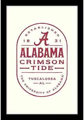 Alabama Crimson Tide 10.8x15.7 Badge Wood Framed Sign