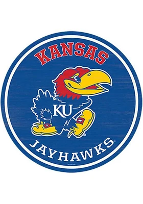 Kansas Jayhawks Wood Rustic Circle Sign - Blue