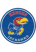 Kansas Jayhawks Wood Rustic Circle Sign - Blue