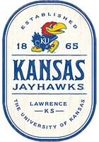 Kansas Jayhawks Wood Rustic Oval Sign - White