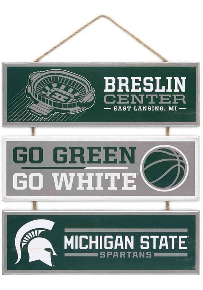 Michigan State Spartans Linked Wood Sign Sign - Green