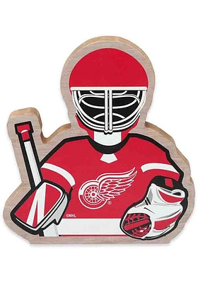 Detroit Red Wings Goalie Shape Wood Sign