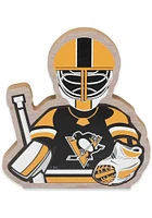Pittsburgh Penguins Goalie Shape Wood Sign - Black