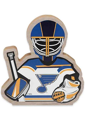 St Louis Blues Goalie Shape Wood Sign