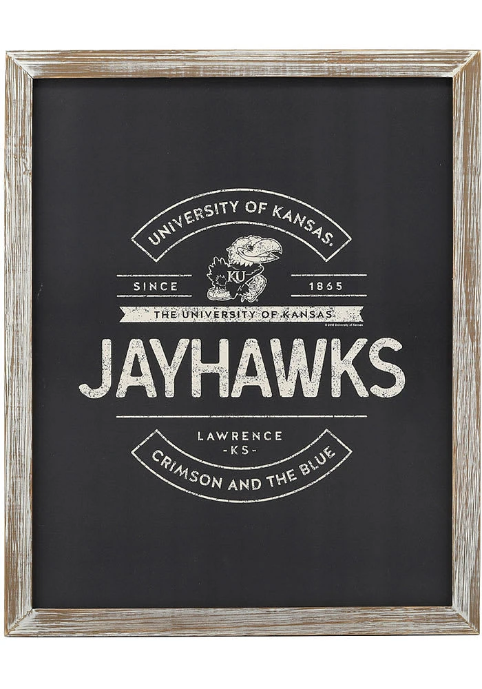 Kansas Jayhawks Rustic Framed Sign - Grey