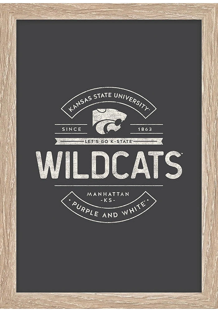 K-State Wildcats Rustic Framed Sign - Grey