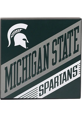 Michigan State Spartans Deep Wood Block Sign - Green