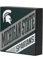 Michigan State Spartans Deep Wood Block Sign - Green