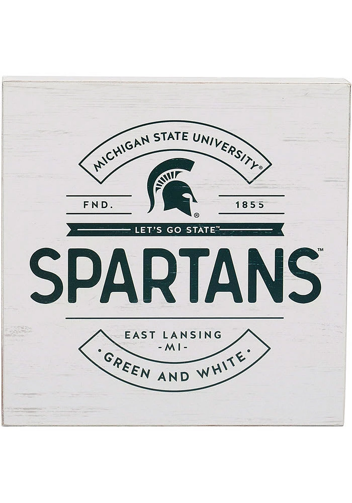 Michigan State Spartans Deep Wood Block Sign
