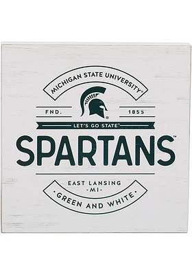 Michigan State Spartans Deep Wood Block Sign