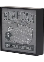 Michigan State Spartans Deep Wood Block Design Sign - Green