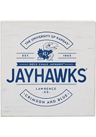 Kansas Jayhawks White Deep Wood Block Sign - White