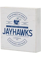 Kansas Jayhawks White Deep Wood Block Sign - White